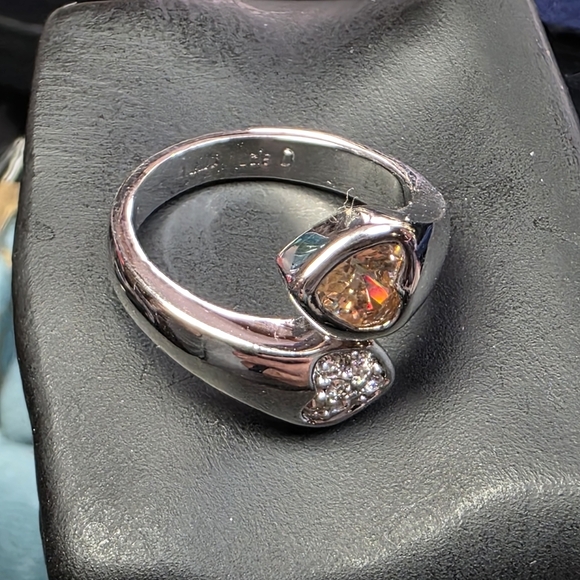 Camille Lucie Ring Size 7 Silver Tone Rhinestones Sparkly  Heart Crystal Statement Ring Camille Lucie D Cham Silver Tone Size 7.75–8 958